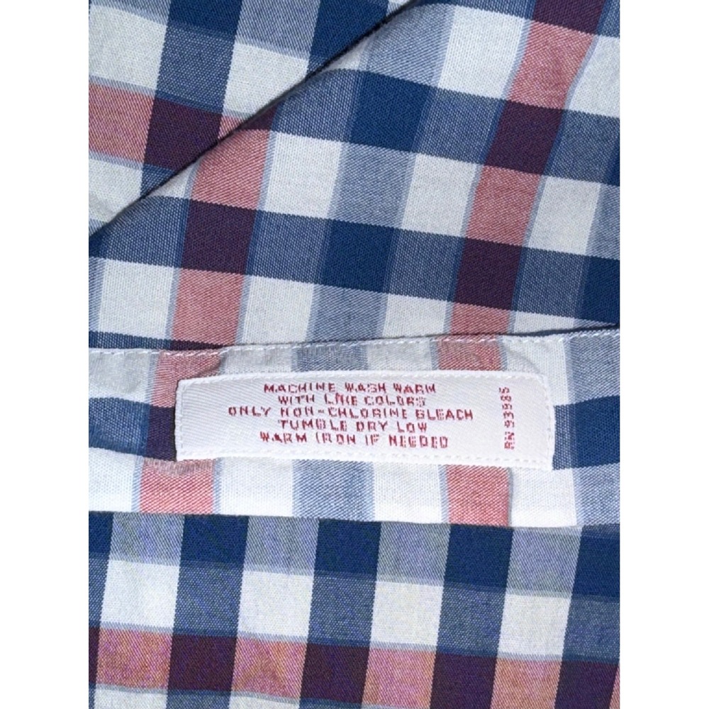 Brooks Brother Men Madison Fit Blue Red Gingham Button Down Shirt Size XL Preppy - Picture 7 of 7